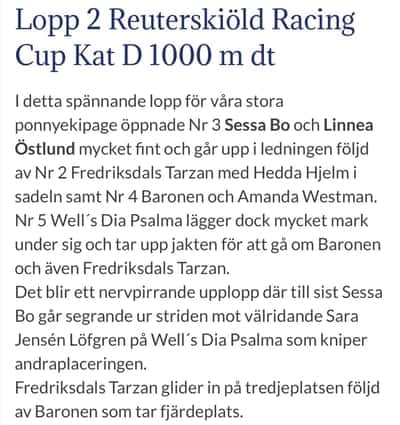 Inlägg 13 av Fälttävlan med titeln Referat