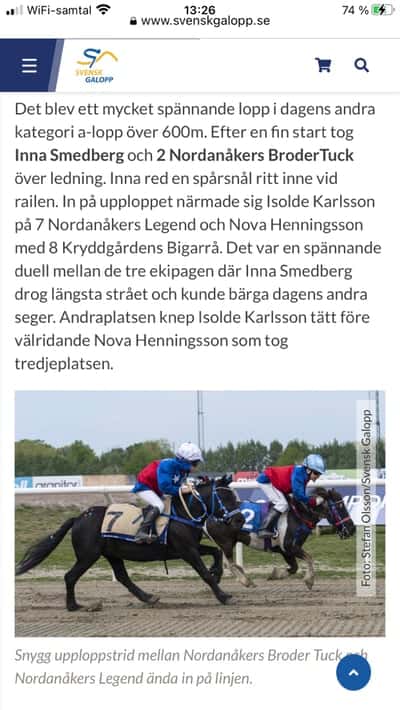 Inlägg 34 av Galopp med titeln Jägersro 21/5 kat A