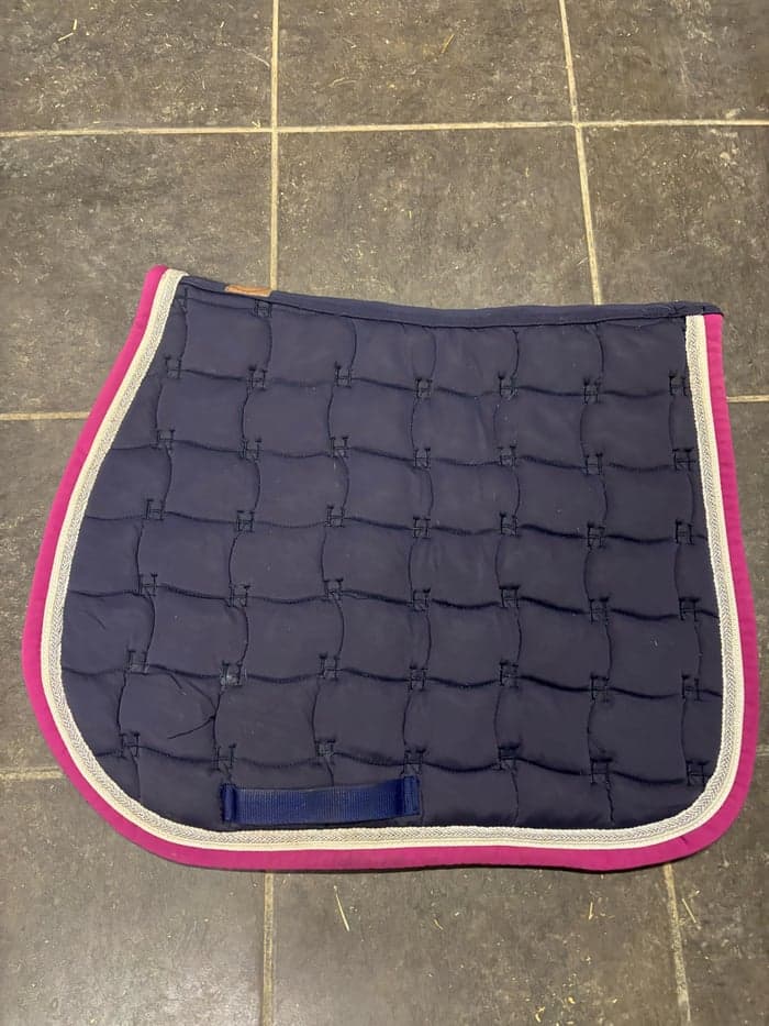 Media 1 av Mörkblått Harcour schabrak med rosa kant