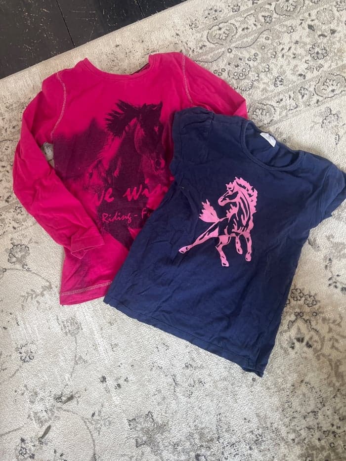 Media 1 av Långärmad tröja i rosa och kortärmad tröja med rosa häst