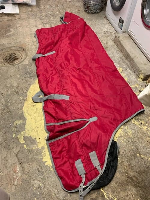 Image of Rött stalltäcke strl 155 säljes då jag har bytt färg och garderob till min älskade nya häst. Jag fick ta bort min gamla älskade Sally i somras och vill därför sälja detta då jag vill att någon annan får glädje av det. ❤️❤️🥰🐎🐴