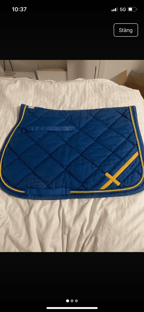 Bild 1 av Blått schabrak med gul korsdesign