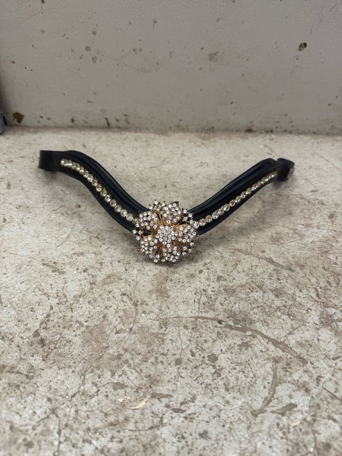 Media 1 av Guldigt DIVOYH pannband med svart läder 