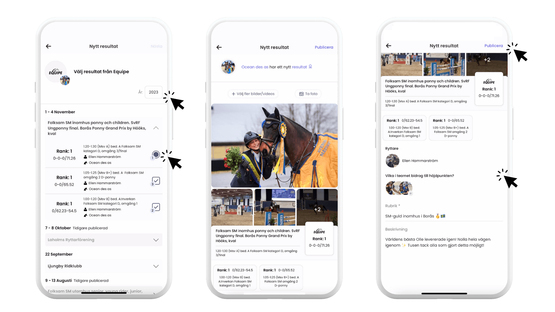 How to publish the horse's Equipe results on Floccs