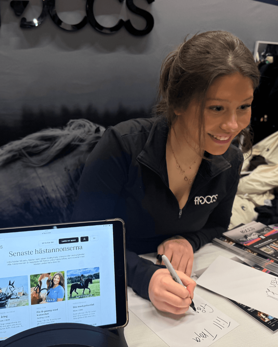 Ellen Hammarström Göteborg Horse show Floccs scandinavium. Second hand hästutrustning